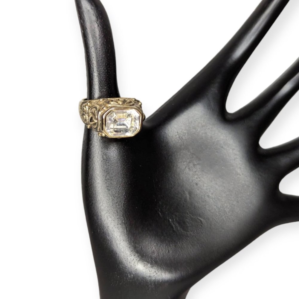 Gold Tone & Large Rhinestone Ring